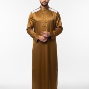 Men's Classic Thobe Premium Jubba with Contrast Shoulder Design Arabic Kandura for Men
